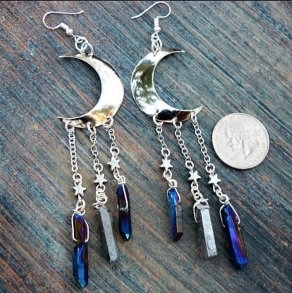 Moon Silver Crystal Earrings Atlantis - Picture 3 of 5